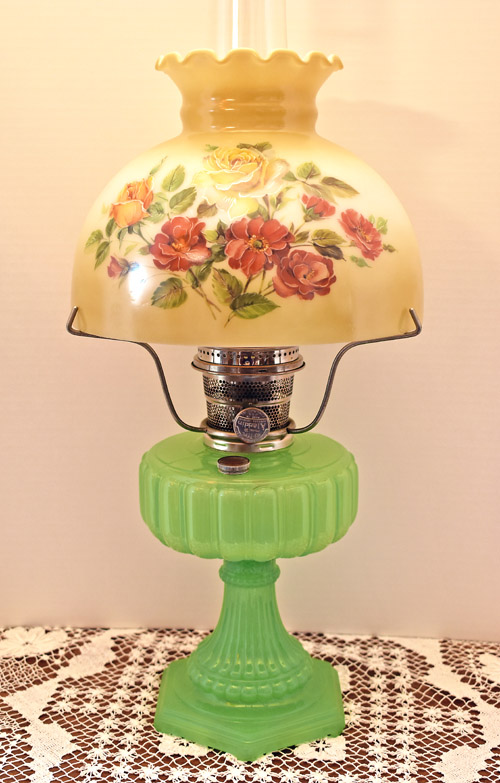 apple green moonstone cathedral aladdin lamp